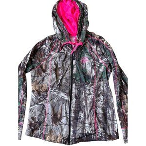 Realtree Camouflage Hoodie Jacket Womens XL Brown Pink Hunting Outdoors